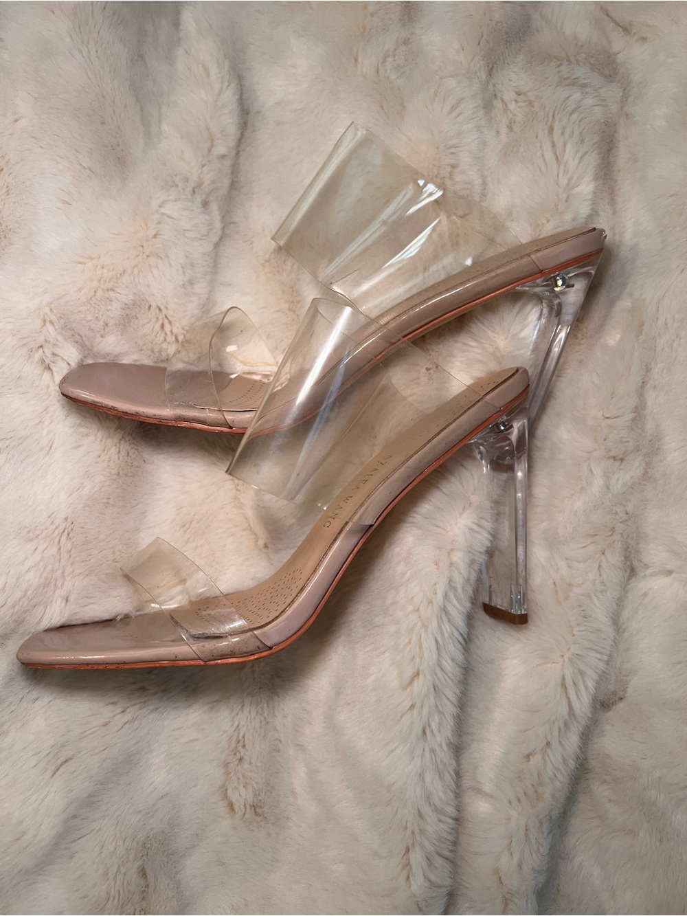Azalea Wang Clear Strap Nude Heeled Sandals
